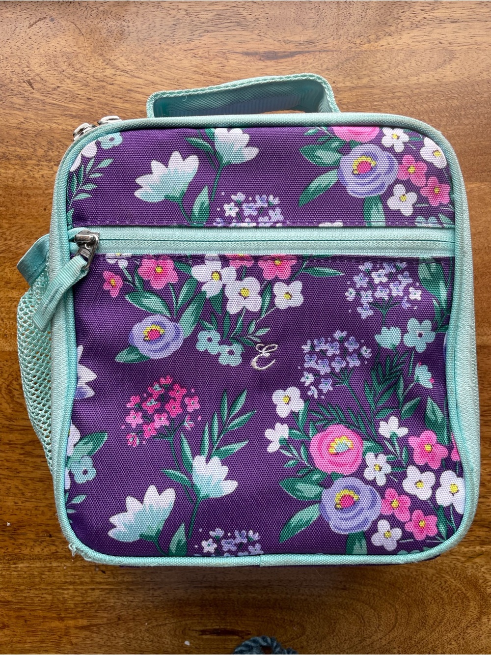 Pottery Barn Kids Girls Floral Lunch Bag with E Monogram Girls Flower Lunch Box